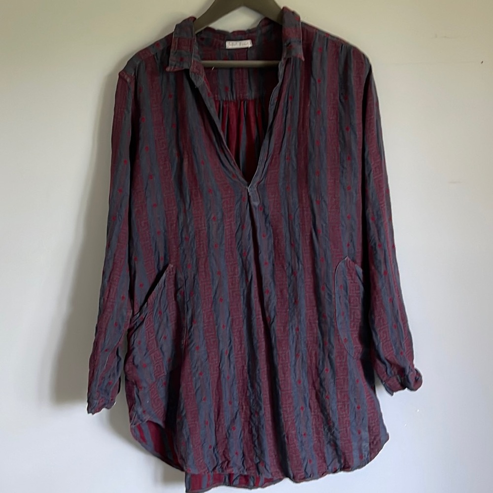 Free People CP Shades long sleeve oversized v-neck tunic top - large